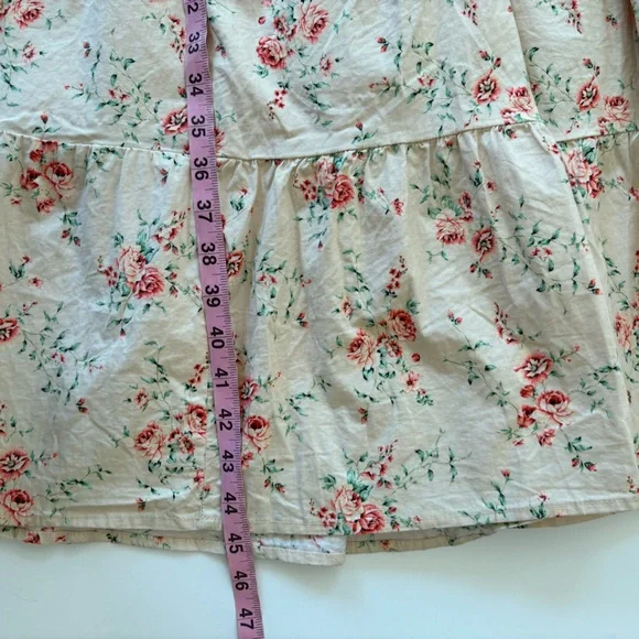 WeWoreWhat || Puff Sleeve Smocked Midi Dress in Dainty Floral Almond Milk Small - Picture 8 of 11